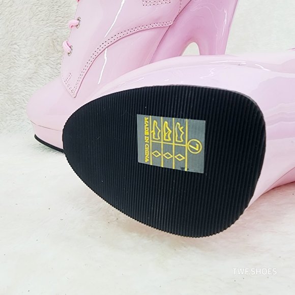 Sultry 1023 Baby Pink Patent 6" Heel 3 Piece Cuff High Heel Ankle Boots - Picture 13 of 13